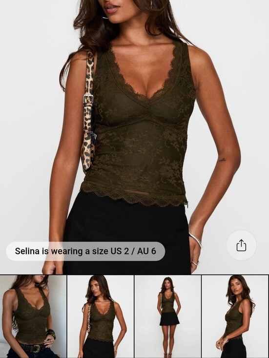 Princess Polly Tops - Princess Polly Far Away Lace Overlay Crop Tank Size 4